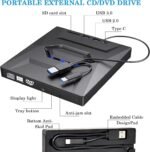 External CD DVD Drive USB 3.0 Type C, Portable CD DVD Writer and Reader Compatible with Windows XP/Vista / 7/8 / 10/11 / Linux/Mac OS - Imagen 4