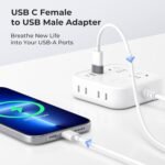 Basesailor USB to USB C Adapter for iPhone 17 Pro Max,USBC Female to USBA Male Converter 3Pack,Type C Charger Cable Connector for Apple 16 15 14 13,iWatch Series 11 10,Airpods,iPad Air,S25 S24 S23 S22 - Imagen 3