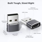 Basesailor USB to USB C Adapter for iPhone 17 Pro Max,USBC Female to USBA Male Converter 3Pack,Type C Charger Cable Connector for Apple 16 15 14 13,iWatch Series 11 10,Airpods,iPad Air,S25 S24 S23 S22 - Imagen 5