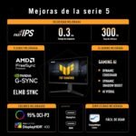 ASUS TUF Gaming VG27AQML5A 27" QHD Fast IPS Monitor, 300Hz, 0.3ms, G-Sync and AMD FreeSync Premium, ELMB Sync, VESA, DisplayHDR 400, 95% DCI-P3, DisplayWidget Center, IA Gaming - Imagen 4