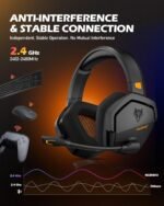 NUBWO G06 Wireless Gaming Headset with 50mm Drivers for PC/Ps5/Ps4/NS/Mobile,Wireless Gaming Headset with 2.4 GHz+Bluetooth 5.3 Dual Mode,7.1 Surround Sound,100Hr+ Duration - Orange - Imagen 3
