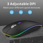 Uiosmuph G12 Wireless Mouse, 2.4G Rechargeable Wireless Mouse with Mini USB Receiver, Adjustable Wireless Mouse 1600 DPI Optical Silent for Laptop, MacBook, PC, Laptop, Black - Imagen 7