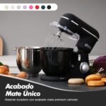 Kitchen in the box Mixer, Bread Kneader with 2 Bowls of 4.5 L + 5 L, 10 Speeds Kitchen Robot with Whisk, Hook Kneader, Mixer Blender, 1300 W (Black) - Imagen 4