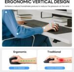 Uineer Ergonomic Wireless Mouse, Bluetooth Multi-Device Mouse (2.4G + BT4.0/BT5.0), 4 Adjustable DPI, Comfort and Stress Reduction on the Wrist, Ideal for Use at Home, Office, Black - Image 3