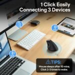 Uineer Ergonomic Wireless Mouse, Bluetooth Multi-Device Mouse (2.4G + BT4.0/BT5.0), 4 Adjustable DPI, Comfort and Stress Reduction on the Wrist, Ideal for Use at Home, Office, Black - Image 5