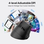 Uineer Ergonomic Wireless Mouse, Bluetooth Multi-Device Mouse (2.4G + BT4.0/BT5.0), 4 Adjustable DPI, Comfort and Stress Reduction on the Wrist, Ideal for Use at Home, Office, Black - Image 7