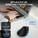 Uineer Ergonomic Wireless Mouse, Bluetooth Multi-Device Mouse (2.4G + BT4.0/BT5.0), 4 Adjustable DPI, Comfort and Stress Reduction on the Wrist, Ideal for Use at Home, Office, Black - Image 8