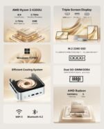 ACEMAGIC Kron Mini K1 Mini PC, AMD Ryzen 4300U Windows 11 Pro Mini PC(4C/CT,3.7GHz, Best 3500U/N150/N97), 16GB DDR4 512GB Mini Computer, Triple Display 4K/ WIFI5, Educational/Office/Audio-Visual - Imagen 3