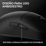 Logitech G Pro 2 Lightspeed, Wireless Gaming Mouse, for Right or Left Handed with up to 4 Customizable and Switchable Magnetic Side Buttons, 44,000 dpi Sensor, USB-C Charging, PC/Mac-Black - Image 3