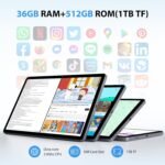 Android 15 Tablet 11 Inch, 4G LTE and WiFi 5G, Octa-Core, 36GB RAM+512GB ROM (1TB TF), Widevine L1, FHD 2K 2000x1200, GMS/GPS/Camera 8+13MP/9580mAh Battery with Keyboard+Mouse (Grey) - Image 3