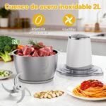 OUSFOT Electric Chopper, 2L Chopper 500W Food Crusher with Stainless Steel Container 2 Speeds Suitable for Vegetables, Meats, Fruits, Kitchen - Image 3