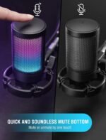 FIFINE Gaming Microphone for PC PS4 PS5, USB Condenser Cardioid Microphone for Computer Podcast Streaming Studio, with RGB, Mute Button, Tripod, Anti-Pop Filter, Shock Stand - Image 3