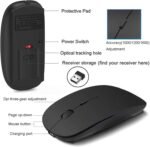 EasyULT - Rechargeable Wireless Mouse, Silent Click Wireless Optic, USB Nano Receiver, Ultra Slim 1600 dpi, with USB Cable, for PC/Tablet/Laptop(Black) - Imagen 4