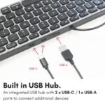 Macally Wired Keyboard for Mac with USB Hub (2 x USBC / 1 x USBA) – Compatible Small Apple Key Board with 2 in 1 USB Plug – for MacBook Pro/Air, Mac Mini, iMac - Imagen 3