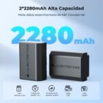 K&F CONCEPT NP-FZ100 2 Pack 2280mAh Battery and Charger Compatible with Sony Camera Sony A7iii, A7iv, FX3, FX30, A6700, A7R, A9, A6600, A7Riii, A7Riv, A7R3, A7C, ZV-E1, ZV-E10ii, A7S3, A9 R & Up - Imagen 3
