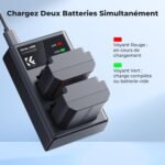 K&F CONCEPT NP-FZ100 2 Pack 2280mAh Battery and Charger Compatible with Sony Camera Sony A7iii, A7iv, FX3, FX30, A6700, A7R, A9, A6600, A7Riii, A7Riv, A7R3, A7C, ZV-E1, ZV-E10ii, A7S3, A9 R & Up - Imagen 5