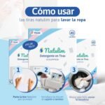 Natulim Washing Machine Detergent Strips (180 Washes) – Includes Softening Effect, Eco-Friendly, Hypoallergenic, Zero Waste, Made in Spain – Clean and Soft Clothes Without Mousing the Planet (Floral) - Imagen 4