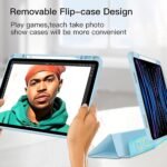 Detachable Case for iPad Pro 12.9-inch (6th/5th/4th/3rd Generation, 2022/2021/2020/2018), Removable Magnetic Cover, Clear Transparent Hard Back with Pencil Holder, Auto Wake/Sleep (Blue) - Image 4