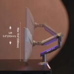 Brazo de monitor RGB para juegos para monitores planos ultraanchos curvos de 32 a 60 pulgadas, montaje en monitor soporte resistente de carga de hasta 20 kg VESA 75/100 mm G60 - Imagen 3