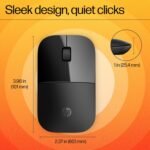 HP Z3700 – Wireless Mouse (1200 DPI, 3 Buttons and Scroll Wheel, 16 Months Battery, LED Technology, USB and Windows Vista/7/8/10 Available), Black - Image 4