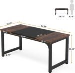Tribesigns Desk Table, Study Desk for Home Office, Modern Style Desks for Bedroom, Simple Assembly (160 x 80 x 75 cm, Rustic Brown/Black) - Imagen 3