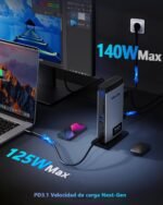 WAVLINK Laptop Docking Station Triple Display (Single 8K@30Hz/4K@144Hz), USB C Dock 125W PD3.1 Pass-Through, 2*HDMI, DP, Ethernet, SD/TF, for Windows - Imagen 4