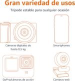 Amazon Basics Flexible Portable Tripod with Wireless Remote Control and Smartphone Clamp, 10 Inch, Black - Imagen 4