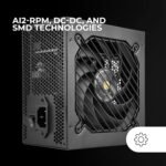 Mars Gaming MPB650SI, ATX 650W Power Supply, 7 Years Warranty, 80Plus Bronze 230V, 90% Efficiency, SI Extreme Silence Fan with Copper Core, AI2-RPM, DC-DC and SMD Technologies, Black - Image 4