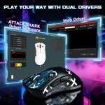 ATTACK SHARK V3PRO Wireless Gaming Mouse with Magnetic Charging Base, PixArt PAW3311, Up to 25000 dpi, BT/2.4GHz/Wired, 100M Clicks, 500mAh, 65g Ultra-Light for PC/Xbox/PS/Mac - Black & Ribbon - Imagen 5