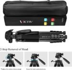 Victiv 185 cm Tripod for High Mobile Phone, Tripod Camera for Nikon Canon Sony Travel, Premium Aluminium Tripod DSLR Reflex Camera with Phone Holder and 2 Quick Release Plates - Imagen 6