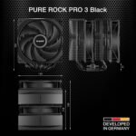 be quiet! Pure Rock Pro 3 Black Air Cooler, Impressively High Cooling Capacity, 6 High Performance Heat Pipes, 2 Pure Wings 3 120mm PWM Optimized Fans - Imagen 8