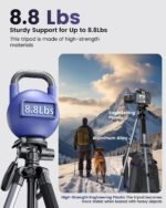 CAMBOFOTO Camera Tripod, 74 Inch Heavy Duty Aluminum Tripod Stand for Mirrorless Camera/DSLR/Cell Phone/Camcorder, with Stand and Travel Bag (Gunmetal Grey) - Imagen 3