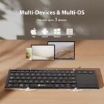 iClever BK08 Bluetooth Folding Keyboard with Sensitive Touchpad (Sync up to 3 Devices), Portable Triple Folding Pocket Size Keyboard for iPad, Mac, iPhone, Android, Windows, iOS, Silver - Imagen 3