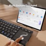 iClever BK08 Bluetooth Folding Keyboard with Sensitive Touchpad (Sync up to 3 Devices), Portable Triple Folding Pocket Size Keyboard for iPad, Mac, iPhone, Android, Windows, iOS, Silver - Imagen 4