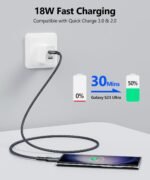 SUNGUY USB C Kabel, 0.5 m USB C Auf U SB 10Gbps Type C Cable und Nylon Geflochtenes Datenkabel Type C compatibel mit iPhone 17/16/15 Pro Max, Galaxy S25 S24 S23, Android Auto – Grey - Imagen 5