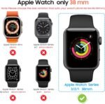Diruite 2 Pieces Case for Apple Watch Series 3/2/1 38 mm Built-in Tempered Glass Screen Protector HD Full Protection Hard PC Case Case, Black, 38 mm - Imagen 3