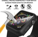 Diruite 2 Pieces Case for Apple Watch Series 3/2/1 38 mm Built-in Tempered Glass Screen Protector HD Full Protection Hard PC Case Case, Black, 38 mm - Imagen 7