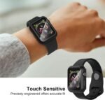 Diruite 2 Pieces Case for Apple Watch Series 3/2/1 38 mm Built-in Tempered Glass Screen Protector HD Full Protection Hard PC Case Case, Black, 38 mm - Imagen 8