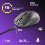 NGS EVO Rust Black 2.4GHz Rechargeable Wireless Mouse for Computer/Laptop/MacBook/PC/Mac/iPad/Tablet, Silent Keys, 3 DPI Levels: 800/1200/1600, Designed for Right-Handed, Black - Image 3