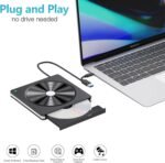 External CD/DVD Reader, External DVD Burner with USB 3.0 and Type-C,External USB CD/DVD-RW Drive,External DVD Reader for Laptop,PC,Laptop,Windows 11/10/8.1/XP/Linux/MacOS,iMac,Macbook White - Image 5