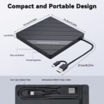 ELUTENG External CD/DVD Drive with USB 3.0 Type-C External DVD Burner - Image 7