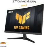ASUS TUF Gaming VG27VQ3B - 27-Inch Full HD Gaming Monitor, Curved, 180Hz, ELMB Sync, FreeSync, 1ms Response Time, 90% DCI-P3, DisplayWidget Center - Imagen 3