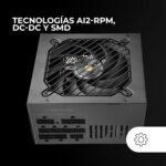 Mars Gaming MPB750SIM, ATX 750W Full Modular Power Supply, 7 Years Warranty, 80Plus Bronze 230V EU, 90% Efficiency, Extreme Silence 140mm SI Fan, AI2-RPM, DC-DC and SMD Technologies, Black - Image 6