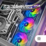 Mars Gaming MF-SI4KIT, Kit 4x Ultra-Quiet Fans 120mm, ARGB Infinity Mirror Lighting, FDB Bearings and Copper Core, Remote Control and HUB, Full ARGB Compatibility, White - Image 3