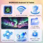 13.4 Inch Android 16 Tablet, 4G LTE and 5G Wi-Fi, Octa-Core Tablet, 36GB RAM+512GB ROM (1TB TF), 2000x1200 Display, Widevine L1/8+13 MP/11580 mAh/GMS/GPS, with Keyboard+Mouse (Grey) - Image 3