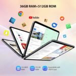 13.4 Inch Android 16 Tablet, 4G LTE and 5G Wi-Fi, Octa-Core Tablet, 36GB RAM+512GB ROM (1TB TF), 2000x1200 Display, Widevine L1/8+13 MP/11580 mAh/GMS/GPS, with Keyboard+Mouse (Grey) - Image 4