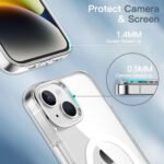 JETech Magnetic Case for iPhone 14 6.1 Inch, Compatible with MagSafe Wireless Charging, Bumper Phone Case, Anti-Scratch Transparent Back (Transparent) - Imagen 7