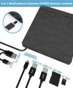 External CD DVD Drive for Laptop - External DVD Burner with USB 3.0 Type-C Type C SD/TF Card Reader and USB Ports - External CD DVD Drive for MacBook Laptop - Image 5