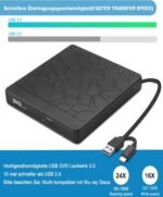 External CD DVD Drive for Laptop - External DVD Burner with USB 3.0 Type-C Type C SD/TF Card Reader and USB Ports - External CD DVD Drive for MacBook Laptop - Image 6