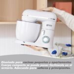 Kitchen in the box Mixer, Small Bread Kneader with 2 3.5L Bowls, 10 Speed, Lightweight Kitchen Robot with Whisk, Dough Hook and Mixer Mixer (Glacier White) - Imagen 5